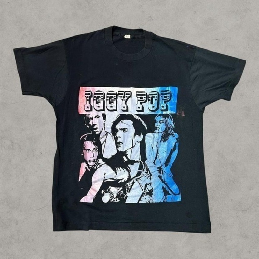 Vintage Iggy Pop And The Stooges Shirt Mens XL Black 1980s Punk Single Stitch